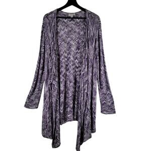 Avenue Open Front Cardigan Womens 18/20 Purple Chevron 36" long